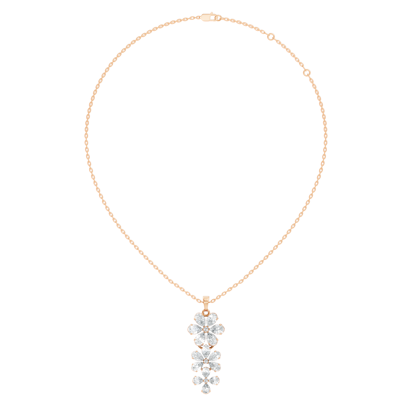 4.13 Ct Round & Pear Shape Lab Grow Diamond Classic New Vintage Style Diamond Pendant For Her - HIGHCARAT DIAMONDS