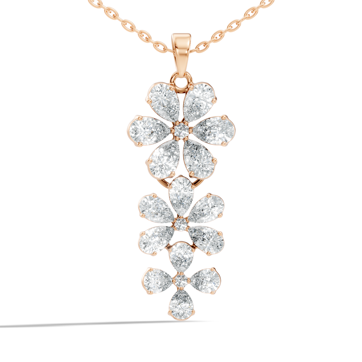 4.13 Ct Round & Pear Shape Lab Grow Diamond Classic New Vintage Style Diamond Pendant For Her - HIGHCARAT DIAMONDS