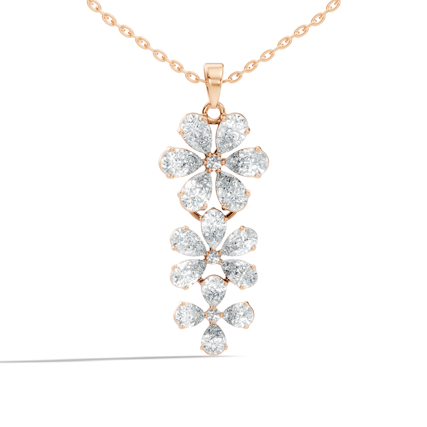 4.13 Ct Round & Pear Shape Lab Grow Diamond Classic New Vintage Style Diamond Pendant For Her - HIGHCARAT DIAMONDS