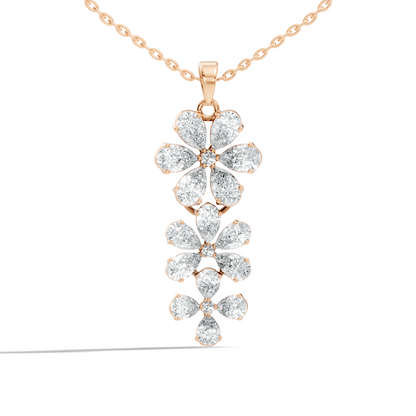4.13 Ct Round & Pear Shape Lab Grow Diamond Classic New Vintage Style Diamond Pendant For Her - HIGHCARAT DIAMONDS