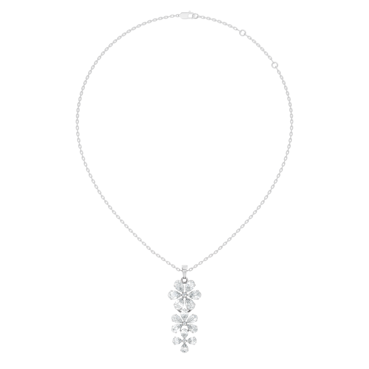 4.13 Ct Round & Pear Shape Lab Grow Diamond Classic New Vintage Style Diamond Pendant For Her - HIGHCARAT DIAMONDS