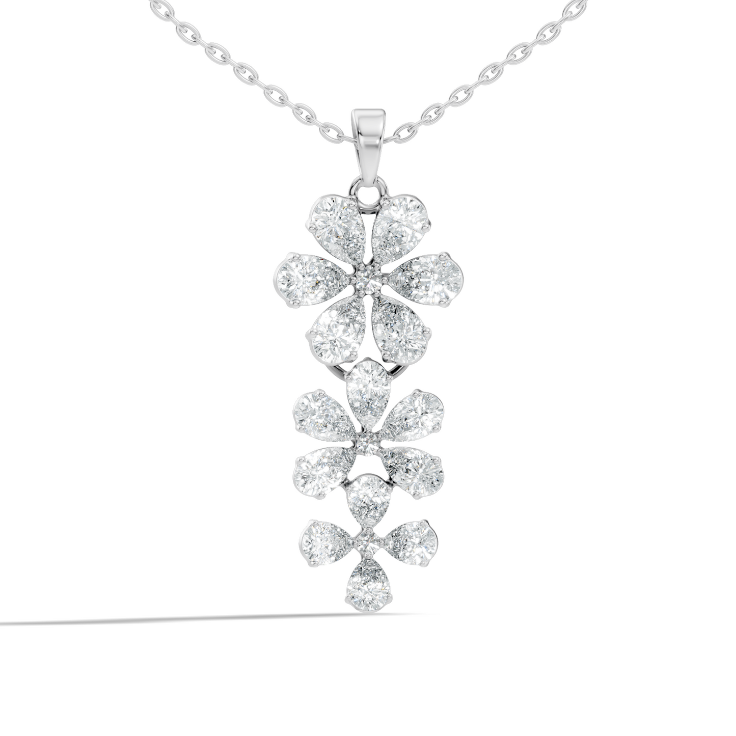 4.13 Ct Round & Pear Shape Lab Grow Diamond Classic New Vintage Style Diamond Pendant For Her - HIGHCARAT DIAMONDS