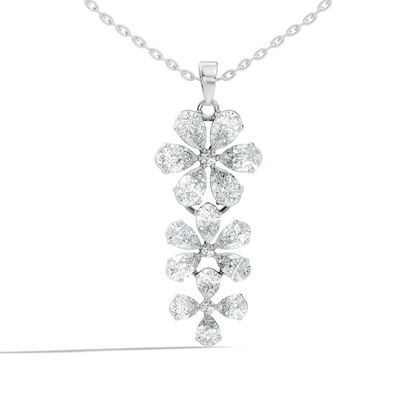 4.13 Ct Round & Pear Shape Lab Grow Diamond Classic New Vintage Style Diamond Pendant For Her - HIGHCARAT DIAMONDS