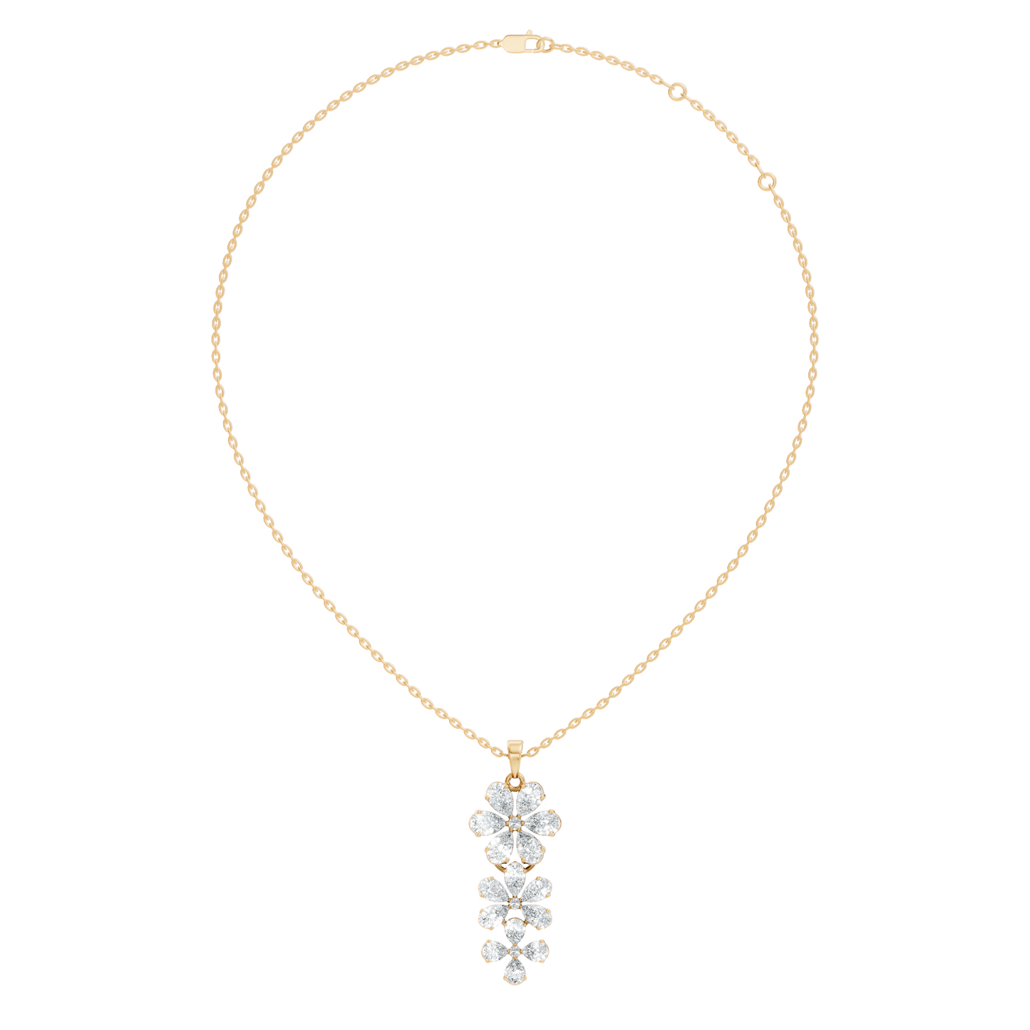 4.13 Ct Round & Pear Shape Lab Grow Diamond Classic New Vintage Style Diamond Pendant For Her - HIGHCARAT DIAMONDS