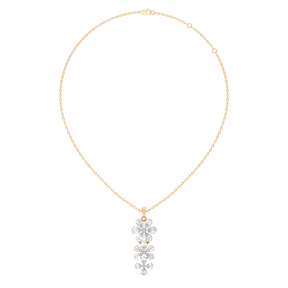 4.13 Ct Round & Pear Shape Lab Grow Diamond Classic New Vintage Style Diamond Pendant For Her - HIGHCARAT DIAMONDS