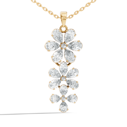 4.13 Ct Round & Pear Shape Lab Grow Diamond Classic New Vintage Style Diamond Pendant For Her - HIGHCARAT DIAMONDS