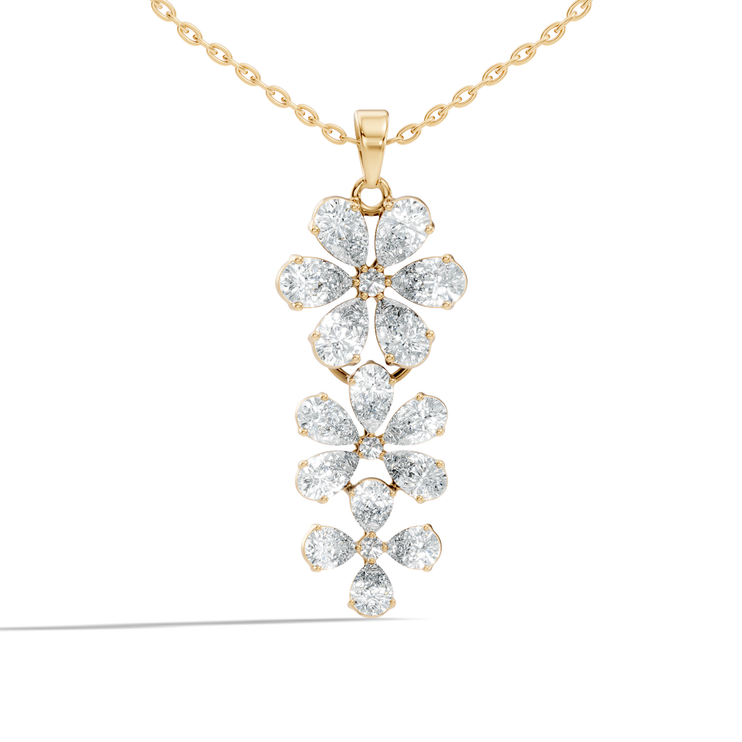 4.13 Ct Round & Pear Shape Lab Grow Diamond Classic New Vintage Style Diamond Pendant For Her - HIGHCARAT DIAMONDS