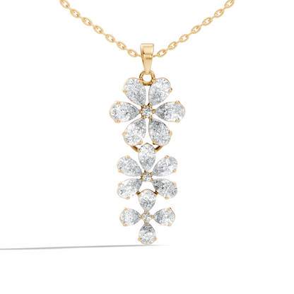 4.13 Ct Round & Pear Shape Lab Grow Diamond Classic New Vintage Style Diamond Pendant For Her - HIGHCARAT DIAMONDS