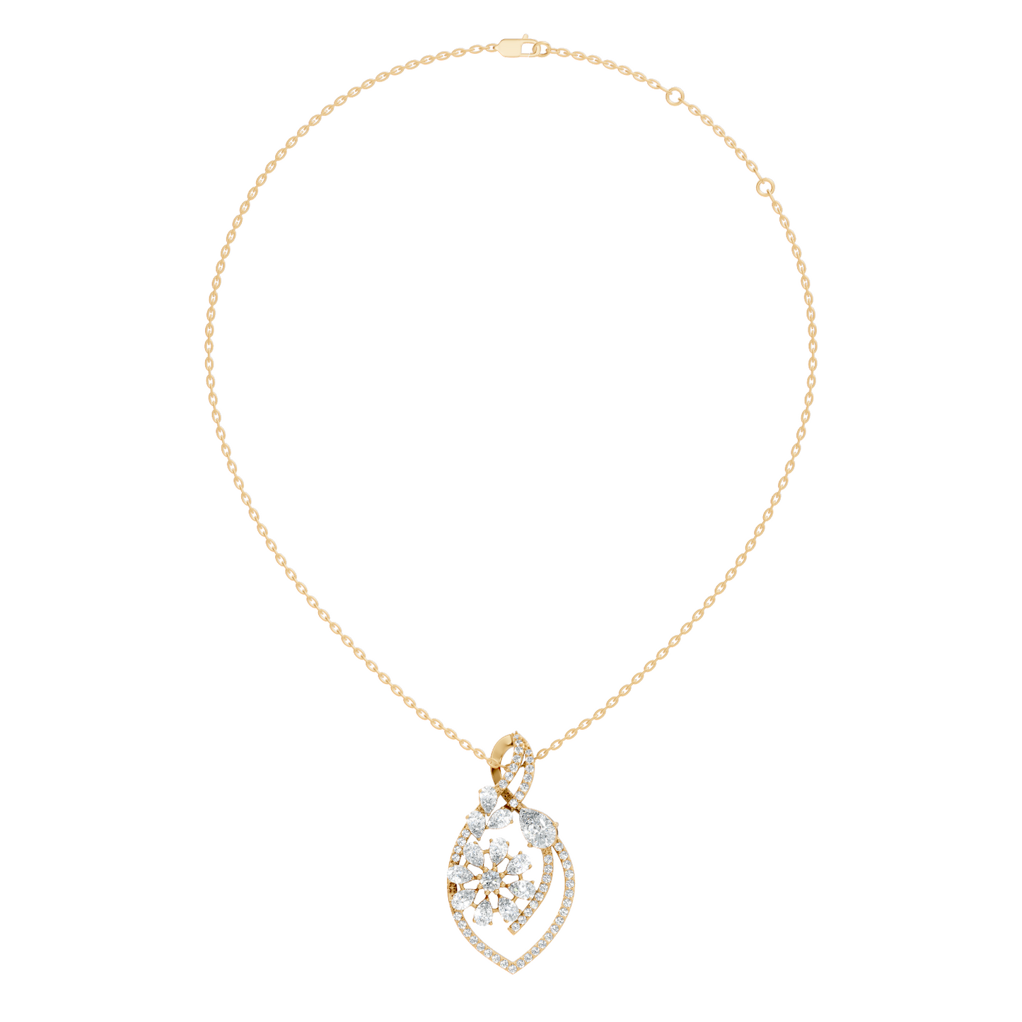Round And Pear Cut  2.20 Ct Labgrown Diamond Pendant Vintage Jewelry Gift For Women - HIGHCARAT DIAMONDS