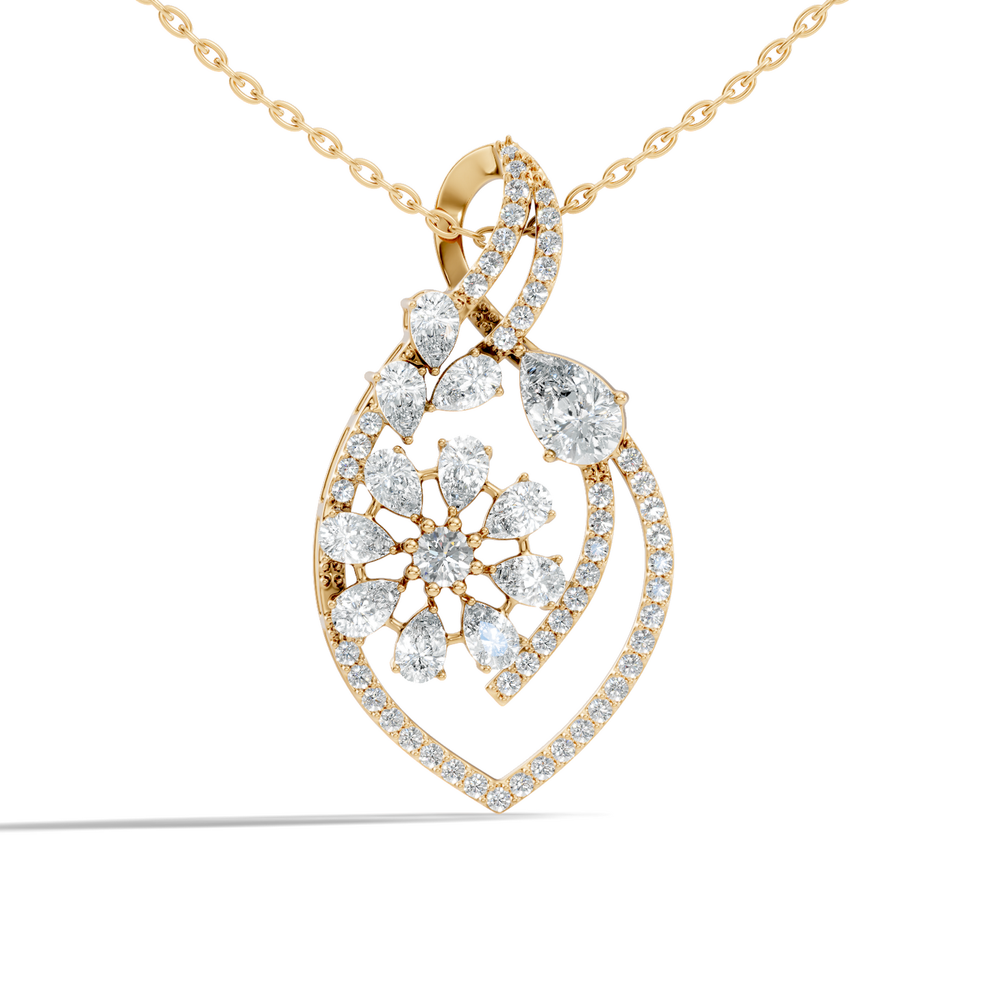 Round And Pear Cut  2.20 Ct Labgrown Diamond Pendant Vintage Jewelry Gift For Women - HIGHCARAT DIAMONDS