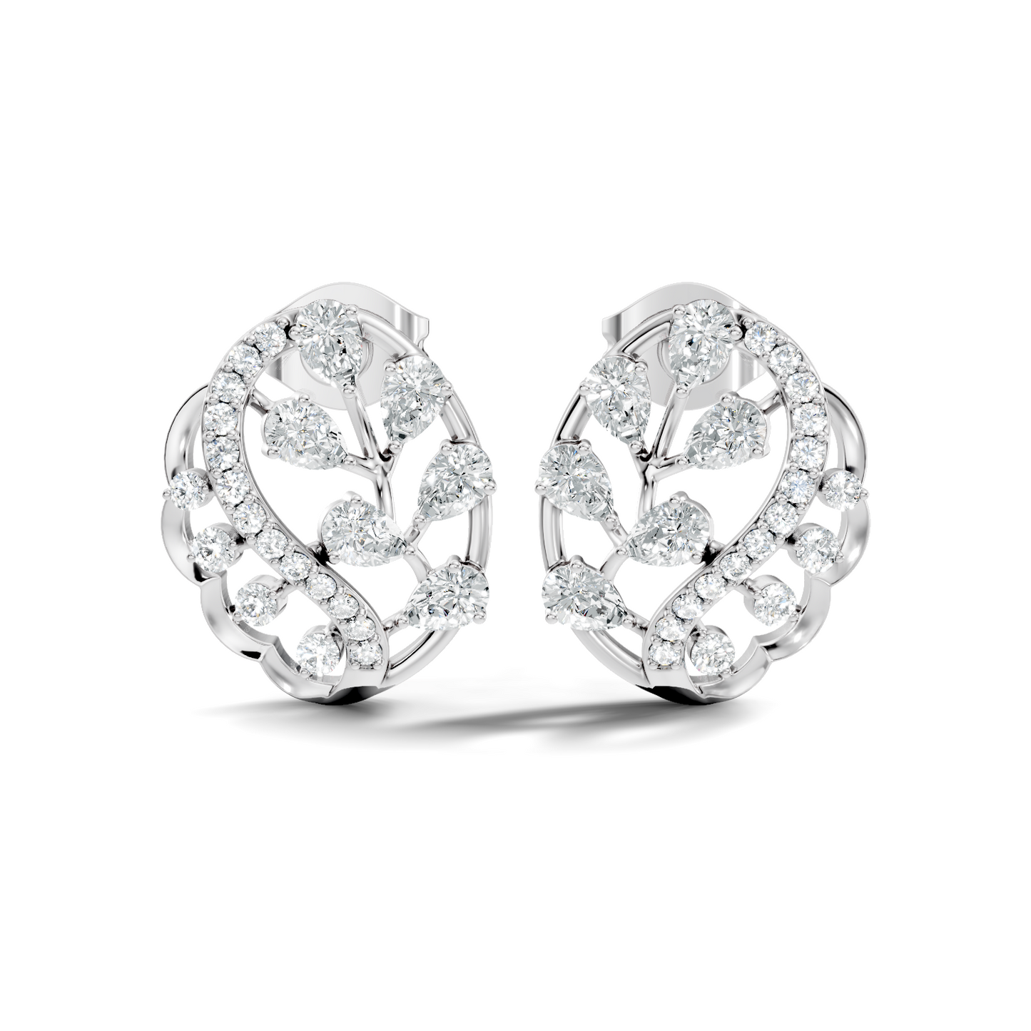 Round And Pear Shape 1.79 Ct Lab Grown & Natural Diamond Women Earrings - HIGHCARAT DIAMONDS