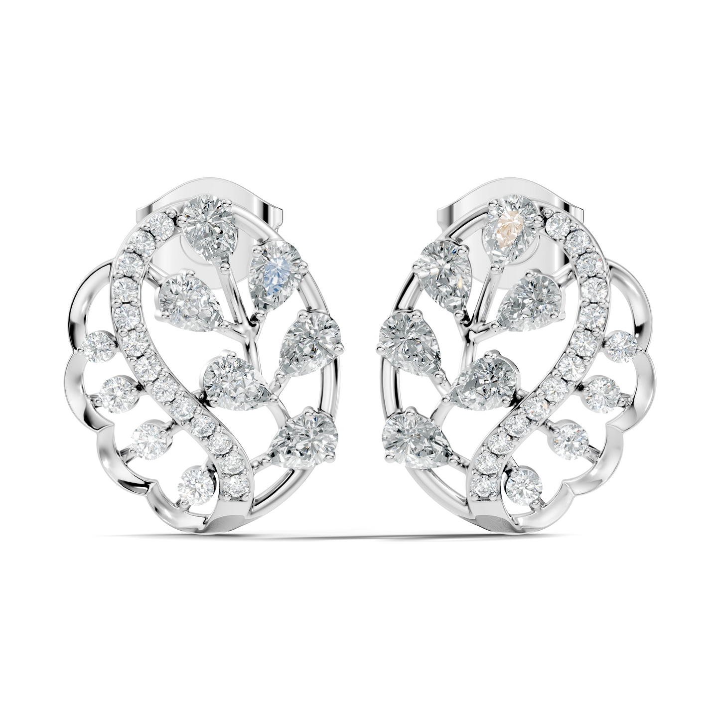 Round And Pear Shape 1.79 Ct Lab Grown & Natural Diamond Women Earrings - HIGHCARAT DIAMONDS