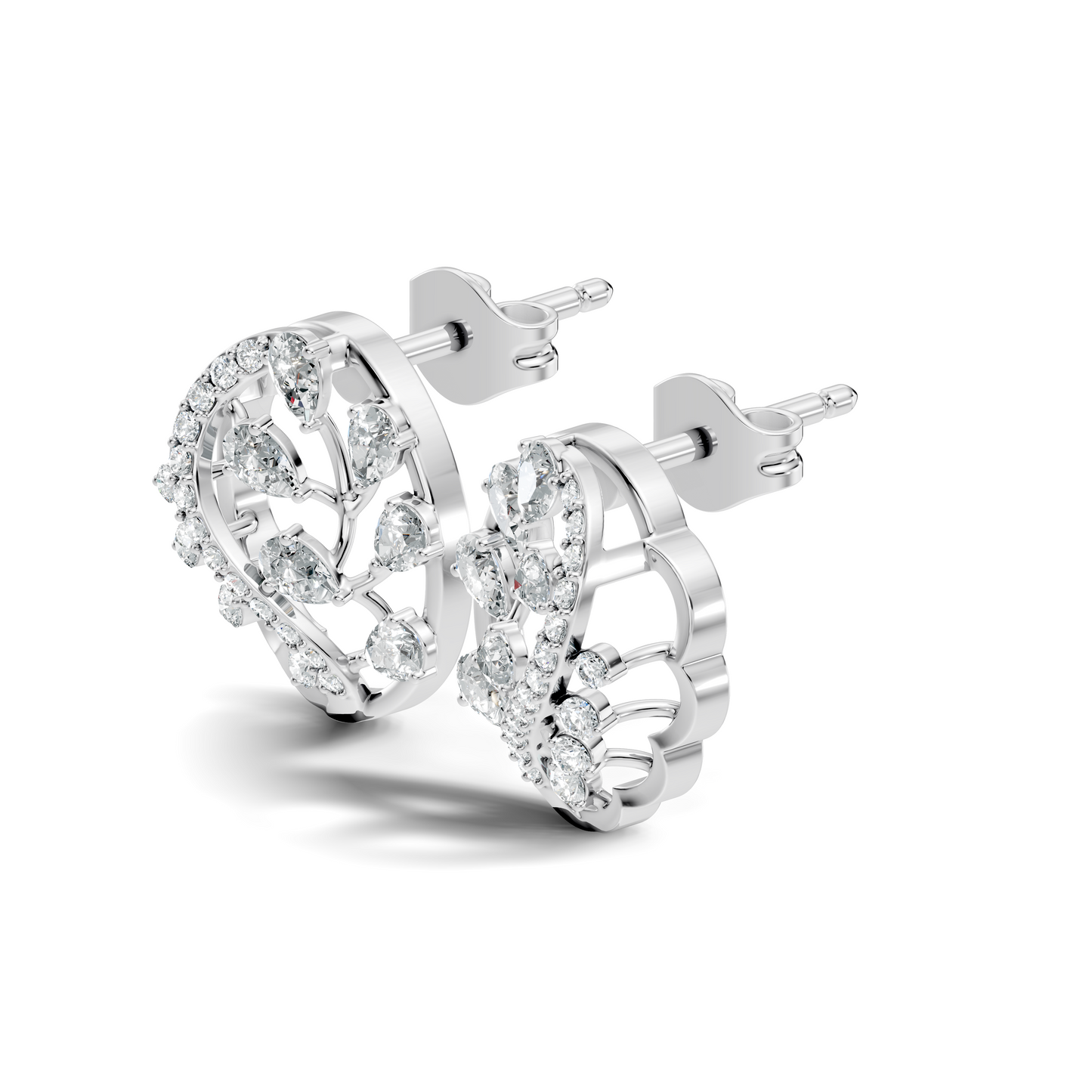 Round And Pear Shape 1.79 Ct Lab Grown & Natural Diamond Women Earrings - HIGHCARAT DIAMONDS