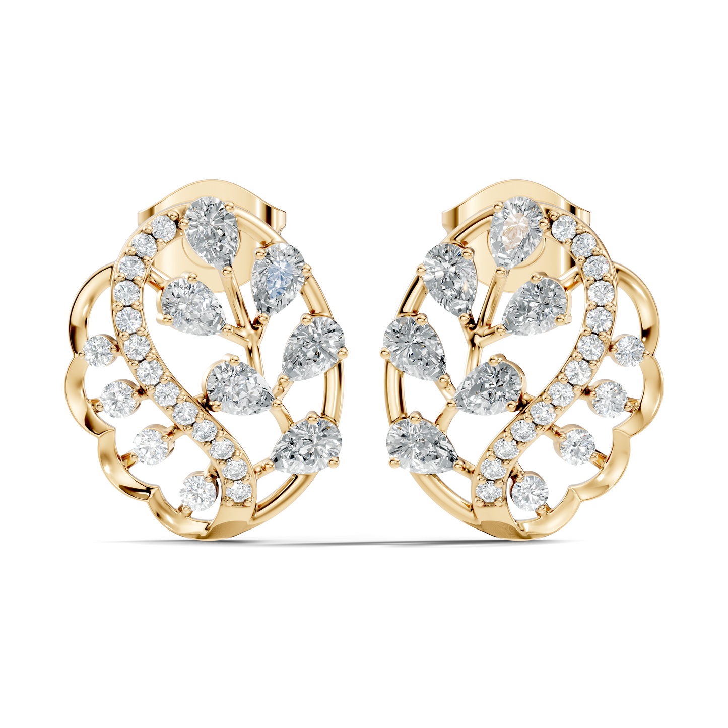 Round And Pear Shape 1.79 Ct Lab Grown & Natural Diamond Women Earrings - HIGHCARAT DIAMONDS