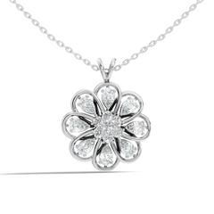 Vintage Flower Design Diamond Pendant Necklace 14K Gold Lab-Grown Diamond Jewelry For Women - HIGHCARAT DIAMONDS