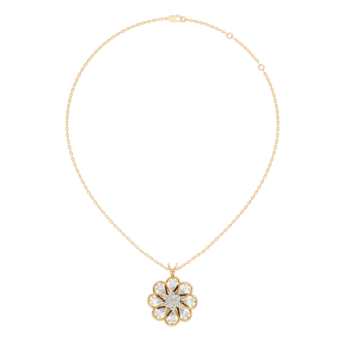 Vintage Flower Design Diamond Pendant Necklace 14K Gold Lab-Grown Diamond Jewelry For Women - HIGHCARAT DIAMONDS