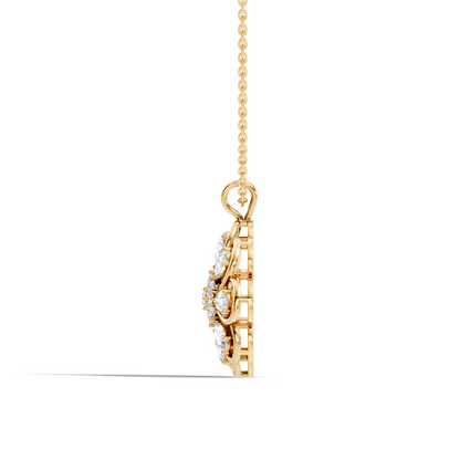 Vintage Flower Design Diamond Pendant Necklace 14K Gold Lab-Grown Diamond Jewelry For Women - HIGHCARAT DIAMONDS