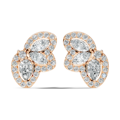 Round, Pear, Marquise Shape 10k Solid White Gold Natural & Lab Grown Diamond Shinning Elegance Earrings Anniversary Gift for Women