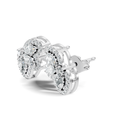 Round, Pear, Marquise Shape 10k Solid White Gold Natural & Lab Grown Diamond Shinning Elegance Earrings Anniversary Gift for Women