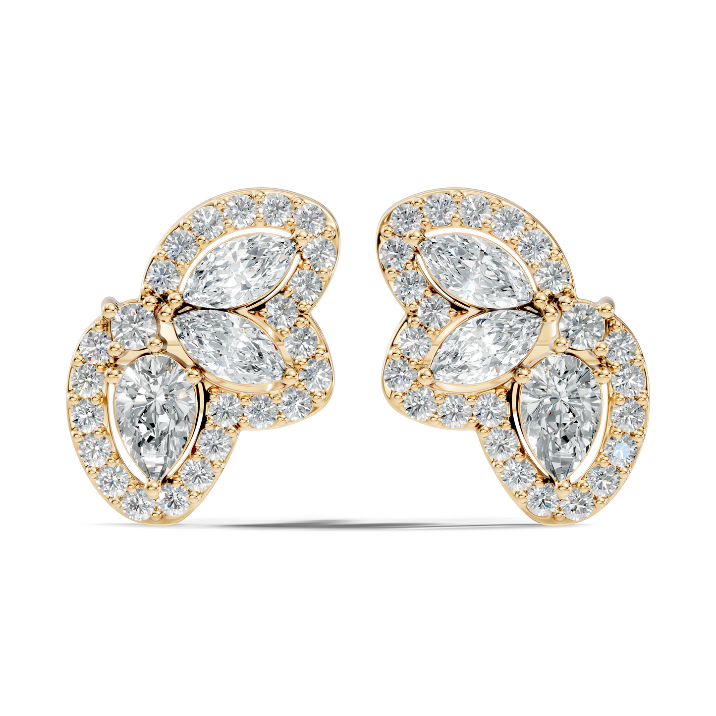 Round, Pear, Marquise Shape 10k Solid White Gold Natural & Lab Grown Diamond Shinning Elegance Earrings Anniversary Gift for Women