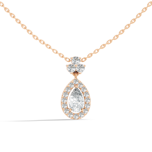 Labgrown Pear Or Round Diamond Sparkling Pendant Halo Diamond Teardrop pendant perfect Anniversary Gift For Women's - HIGHCARAT DIAMONDS