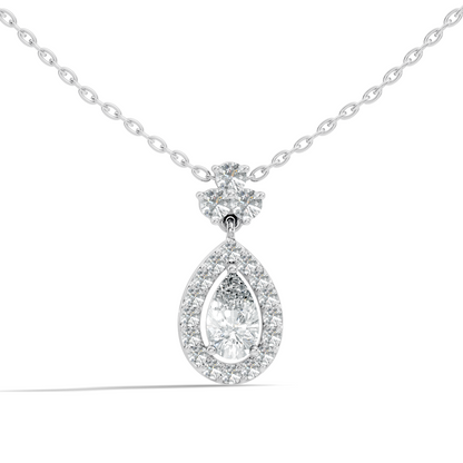 Labgrown Pear Or Round Diamond Sparkling Pendant Halo Diamond Teardrop pendant perfect Anniversary Gift For Women's - HIGHCARAT DIAMONDS