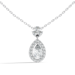 Labgrown Pear Or Round Diamond Sparkling Pendant Halo Diamond Teardrop pendant perfect Anniversary Gift For Women's - HIGHCARAT DIAMONDS