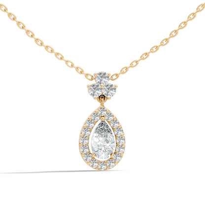 Labgrown Pear Or Round Diamond Sparkling Pendant Halo Diamond Teardrop pendant perfect Anniversary Gift For Women's - HIGHCARAT DIAMONDS