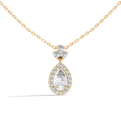 Labgrown Pear Or Round Diamond Sparkling Pendant Halo Diamond Teardrop pendant perfect Anniversary Gift For Women's - HIGHCARAT DIAMONDS