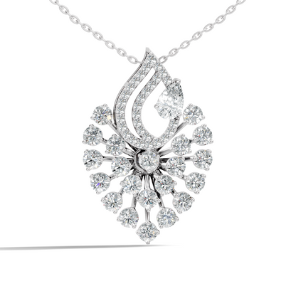 Pear And Round Labgrown Diamond 14k Gold Luxury Jewelry Peacock Feather Pendant - HIGHCARAT DIAMONDS