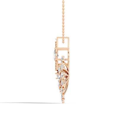 Pear And Round Labgrown Diamond 14k Gold Luxury Jewelry Peacock Feather Pendant - HIGHCARAT DIAMONDS