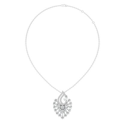 Pear And Round Labgrown Diamond 14k Gold Luxury Jewelry Peacock Feather Pendant - HIGHCARAT DIAMONDS