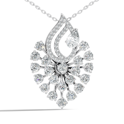 Pear And Round Labgrown Diamond 14k Gold Luxury Jewelry Peacock Feather Pendant - HIGHCARAT DIAMONDS