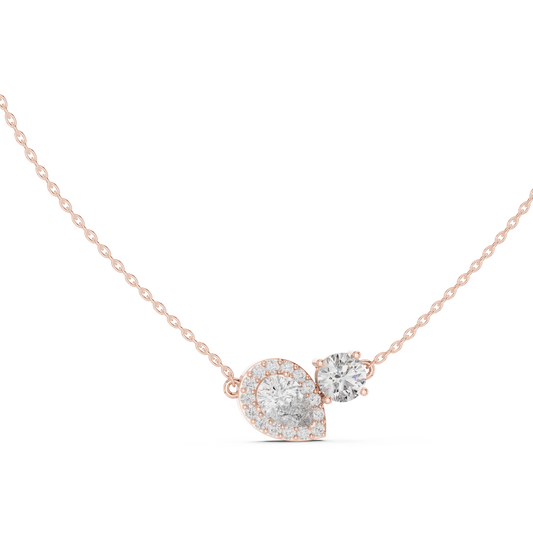 Round & Pear Shape 2.71 Ct 14k Solid Rose Gold Shinning New Classic Diamond Pendant For Her