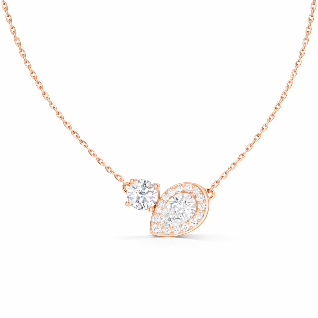 Round & Pear Shape 2.71 Ct 14k Solid Rose Gold Shinning New Classic Di