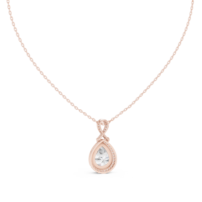 Round & Pear Shape 6.13 Ct Lab Grown very Stunning 14k Solid Rose Gold Diamond Pendant