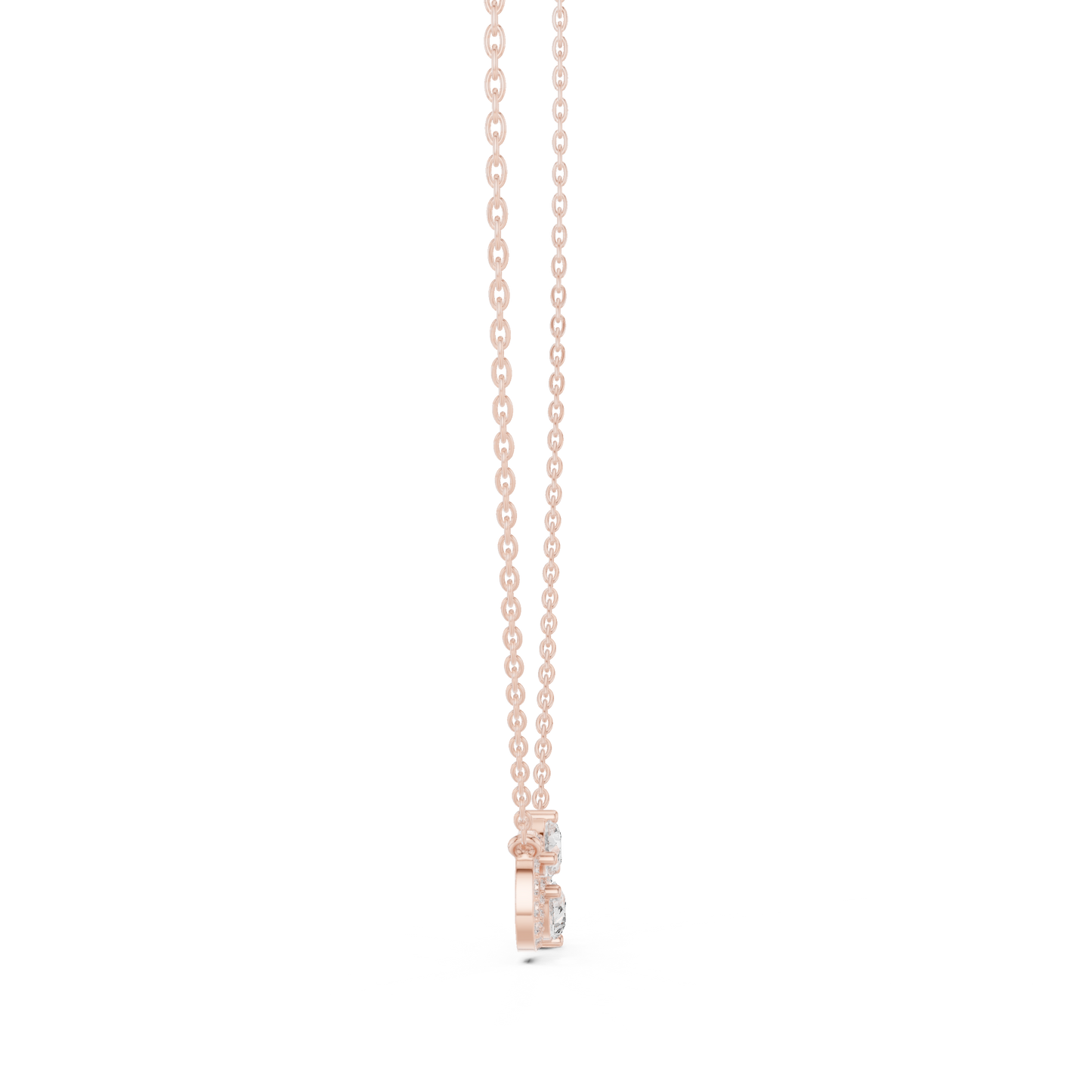 Round & Pear Shape Infinity Type Shinning 14k Solid White Gold Diamond Pendant For Her