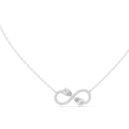 Round & Pear Shape Infinity Type Shinning 14k Solid White Gold Diamond Pendant For Her