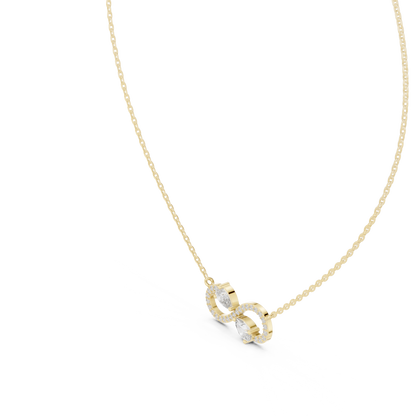 Round & Pear Shape Infinity Type Shinning 14k Solid White Gold Diamond Pendant For Her