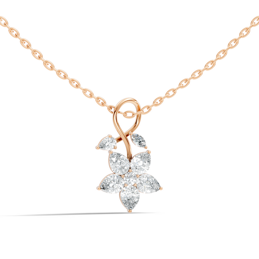 1.24 CT Lab Grown Marquise/Pear Diamond Pendant Floral Inspired Jewelry In 14K Solid Gold - HIGHCARAT DIAMONDS