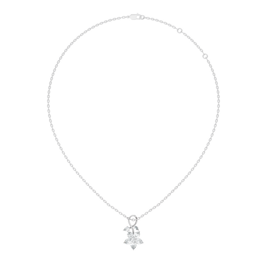1.24 CT Lab Grown Marquise/Pear Diamond Pendant Floral Inspired Jewelry In 14K Solid Gold - HIGHCARAT DIAMONDS