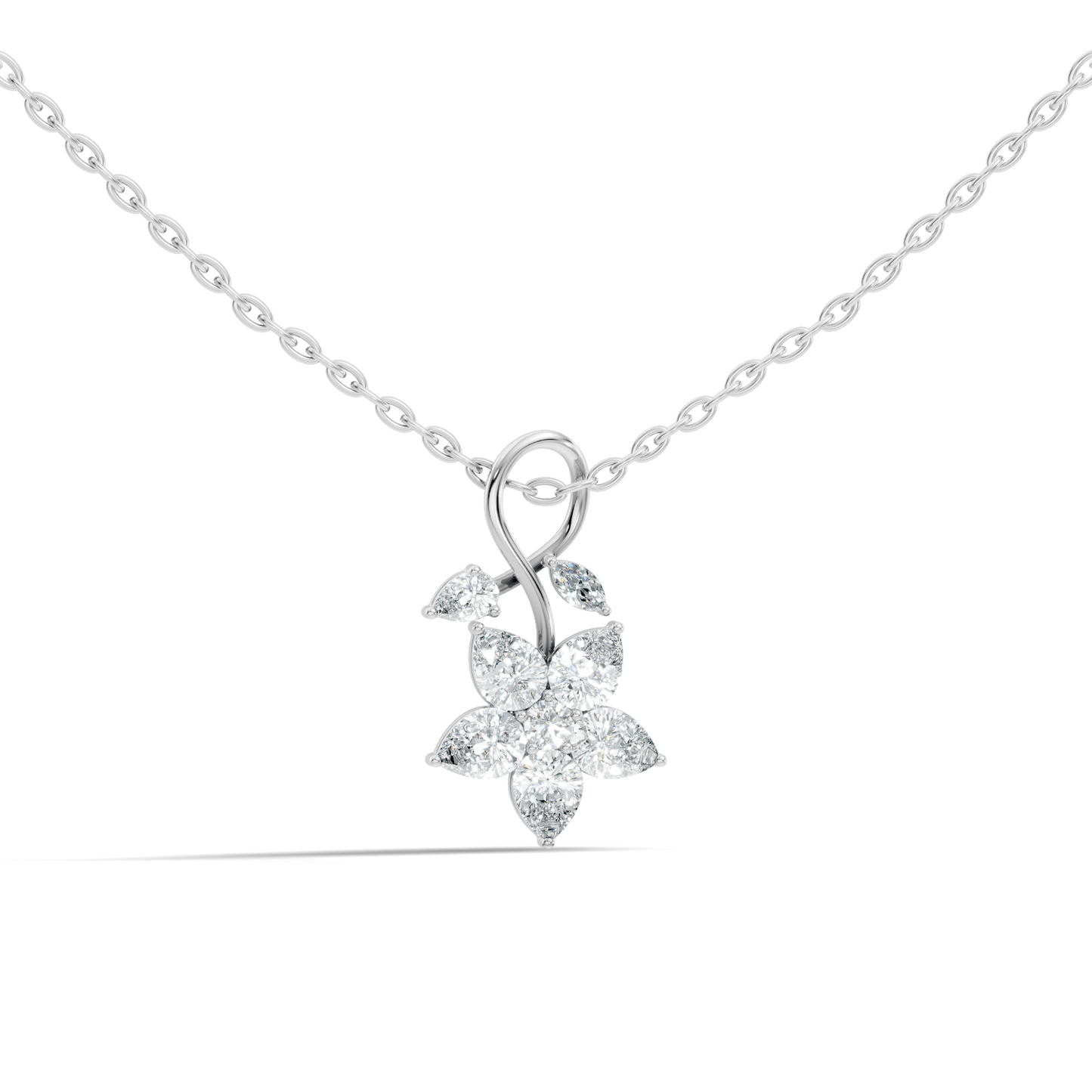 1.24 CT Lab Grown Marquise/Pear Diamond Pendant Floral Inspired Jewelry In 14K Solid Gold - HIGHCARAT DIAMONDS