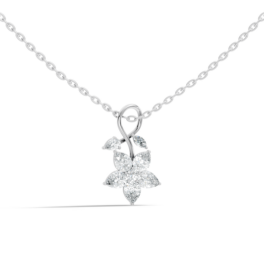 1.24 CT Lab Grown Marquise/Pear Diamond Pendant Floral Inspired Jewelry In 14K Solid Gold - HIGHCARAT DIAMONDS
