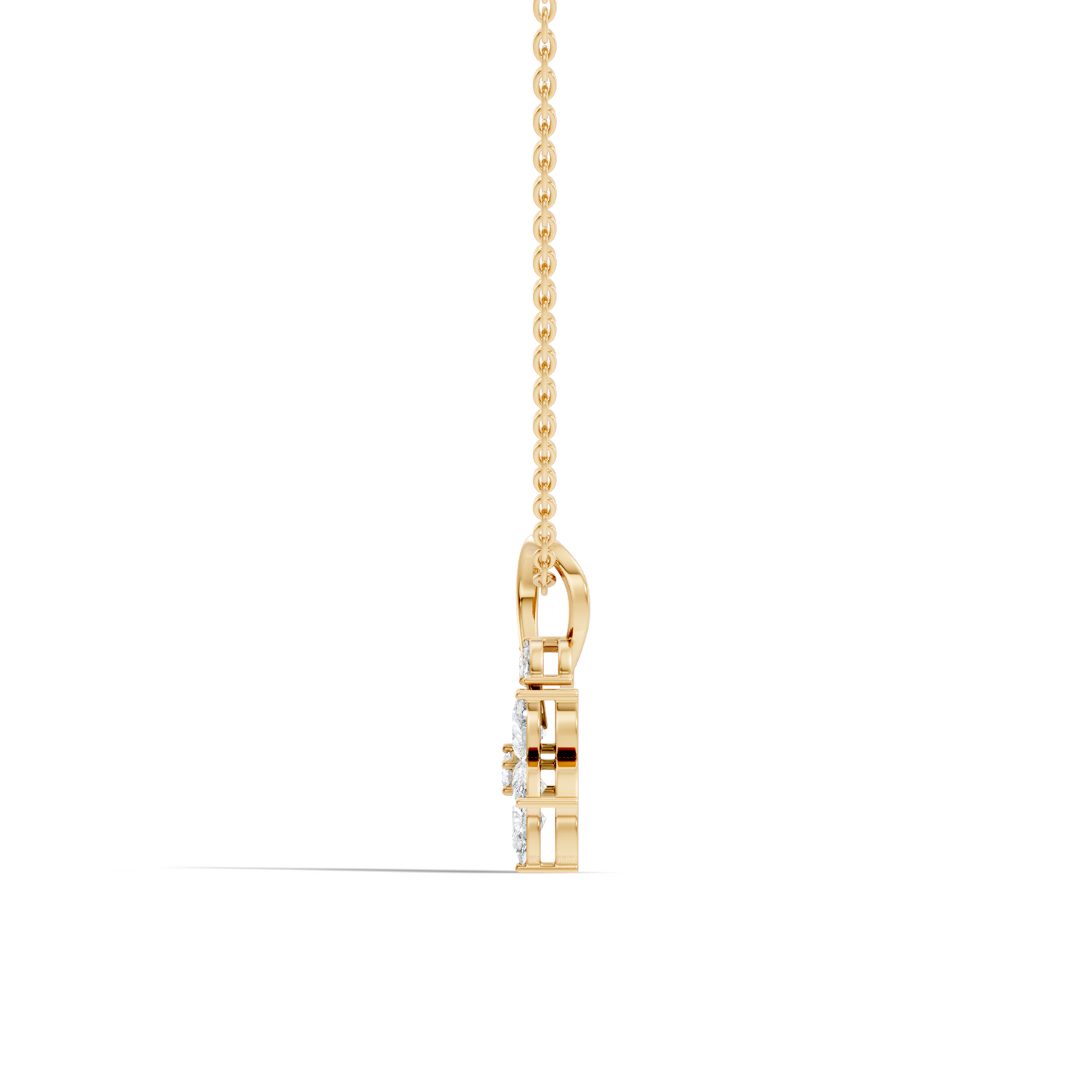 1.24 CT Lab Grown Marquise/Pear Diamond Pendant Floral Inspired Jewelry In 14K Solid Gold - HIGHCARAT DIAMONDS