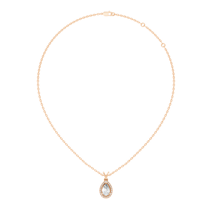 Round & Pear shape Lab Grown Diamond  10k Solid Rose Gold Sizzling Classic Diamond Pendant For Her