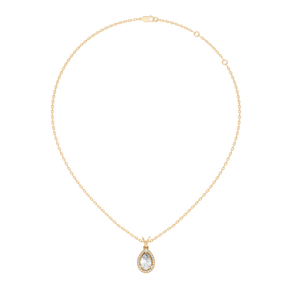 Round & Pear shape Lab Grown Diamond  10k Solid Rose Gold Sizzling Classic Diamond Pendant For Her