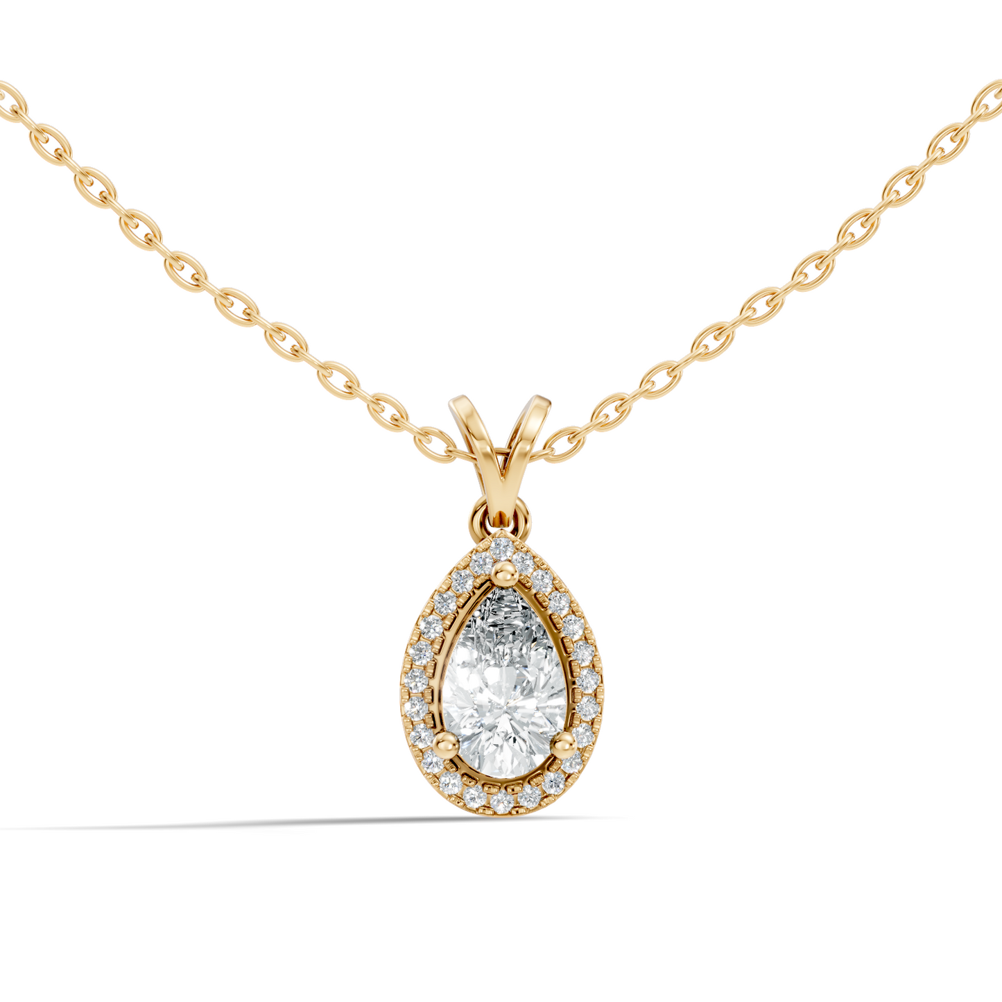 Round & Pear shape Lab Grown Diamond  10k Solid Rose Gold Sizzling Classic Diamond Pendant For Her