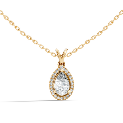 Round & Pear shape Lab Grown Diamond  10k Solid Rose Gold Sizzling Classic Diamond Pendant For Her