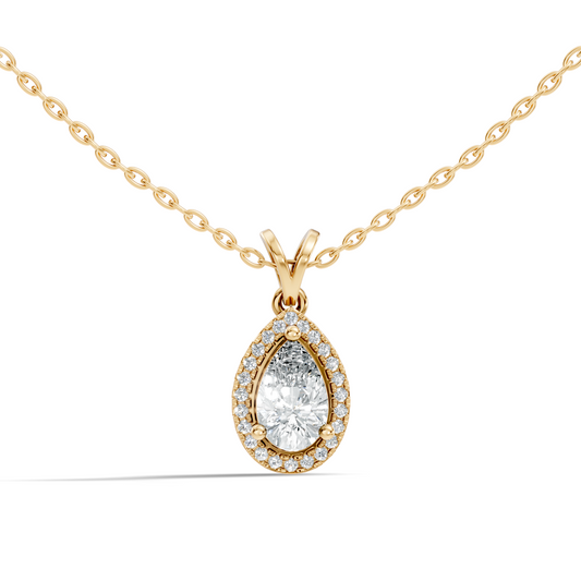 Round & Pear shape Lab Grown Diamond  10k Solid Rose Gold Sizzling Classic Diamond Pendant For Her