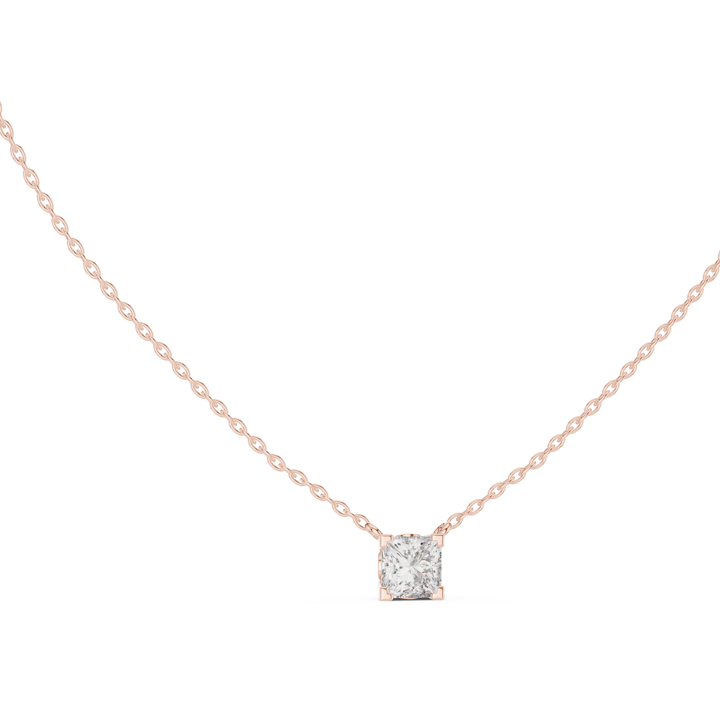 Solitaire Princess Cut Langrown Sparkling Diamond Pendant For Her In 14K Solid Gold - HIGHCARAT DIAMONDS